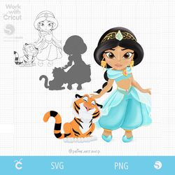 Arabian Princess Svg cut file, Little Princess SVG, Baby Princess with pet clipart, Arabian girl