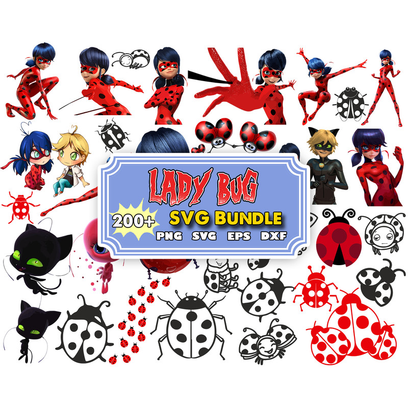 Lady bug Svg And Cat Nor Bundle Svg, Cartoon svg.jpg