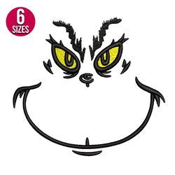 Grinch face machine embroidery design, Digital download, Instant download