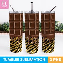 Chocolate Tumbler Sublimation Wrap - Glitter Background