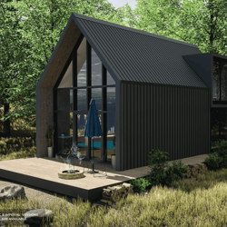 Modern Cabin House, 18ft by 28ft, 490 sq. ft Tiny House Architectural Plans Modern Cabin Plans