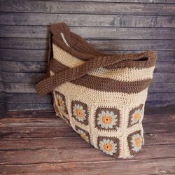 Granny Square Bag Crochet Shoulder Bag Bohemian Woman Purse Handmade Bags Crochet Purse Afghan Bag Colorfull Hippie Bag