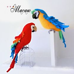 Macaw Parrots. Crochet pattern. PdF file. Crochet real bird