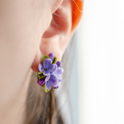 Lilac stud earrings, Women flower earrings, Jewelry gift for her, Polymer clay, Lilac accessories, Handmadeblossom