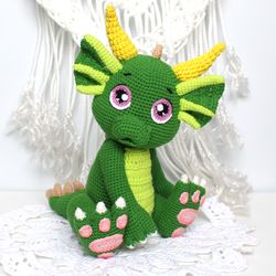Crochet dragon pattern PDF in English  Amigurumi Dinosaur toy crochet tutorial