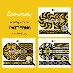3 CROCHET PATTERNS / Tapestry crochet bag / wayuu mochila bag / SET 81
