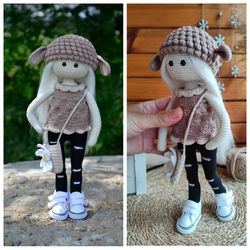 Lamb doll crochet pattern amigurumi doll with clothes Eng PDF