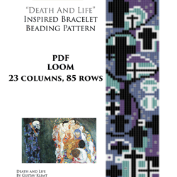 Loom Beaded Bracelet Pattern Klimt - Death and Life / Loom Seed Bead Patterns Cuff Bracelet