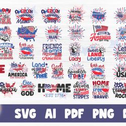4th of July Independence Day SVG Bundle - SVG, PNG, DXF, PDF, AI File for print and cricut