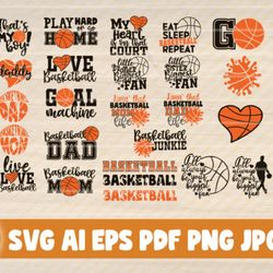 34 basketball quotes svg clipart bundle - svg, png, dxf, pdf, ai file for print and cricut