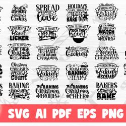 Christmas Baking SVG Bundle Cut Files - SVG, PNG, DXF, PDF, AI File for print and cricut