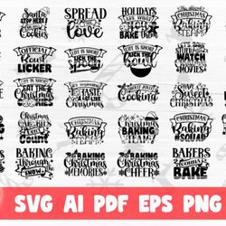christmas baking svg bundle cut files - svg, png, dxf, pdf, ai file for print and cricut