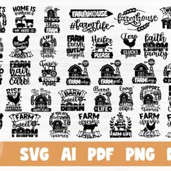 farm life svg bundle cut files - svg, png, dxf, pdf, ai file for print and cricut