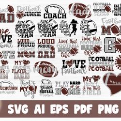Football Bundle SVG Cut File - SVG, PNG, DXF, PDF, AI File for print and cricut