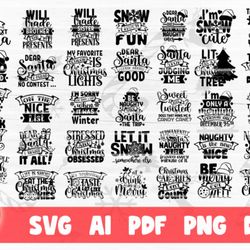 Funny Christmas SVG Bundle Cut File - SVG, PNG, DXF, PDF, AI File for print and cricut