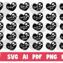 love conversation hearts svg bundle - svg, png, dxf, pdf, ai file for print and cricut
