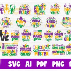 Mardi Gras SVG Bundle - SVG, PNG, DXF, PDF, AI File for print and cricut