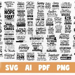 Sarcasm Bundle Funny Quotes SVG Cut File - SVG, PNG, DXF, PDF, AI File for print and cricut