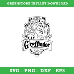 gryffindor crest emblem balck white svg, school of magic house crest svg, gryffindor ouline svg, harry potter svg