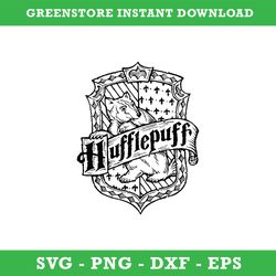 Hufflepuff House Emblem Black White Svg, School Of Magic House Crest Svg, Harry Potter Svg, Intant Download