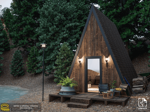 Modern A Frame, 14ft by 18ft, 250 sq. ft Tiny House