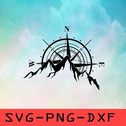 compass with mountains svg,png,dxf,cricut,cut file,clipart