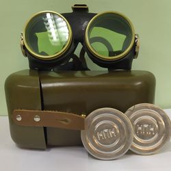 Military vintage goggles Russian Soviet Red Army against radiation radiation of a nuclear explosion