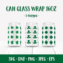 St. Patricks Day Can Glass Wrap SVG. Patrick Day Glass Can