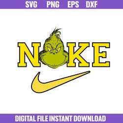 nike x the grinch svg, nike logo svg, grinch face svg, png dxf eps file