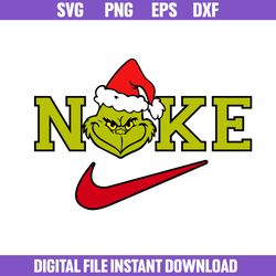 nike x grinch santa claus hat svg, nike logo svg, the grinch svg, nike christmas logo svg, png dxf eps file
