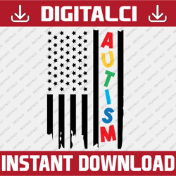autism dad distressed american flag svg, autism awareness colorful flag svg, instant download, svg files for cricut, sil