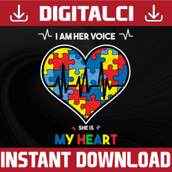 i am her voice she is my heart svg, autism svg, autism awareness svg, puzzle piece svg, autism mom svg, au-some svg, aut