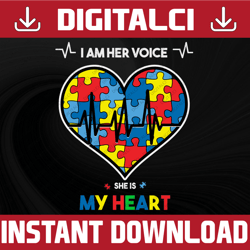 I Am Her Voice She Is My Heart SVG, Autism Svg, Autism Awareness Svg, Puzzle Piece Svg, Autism Mom Svg, Au-some Svg, Aut