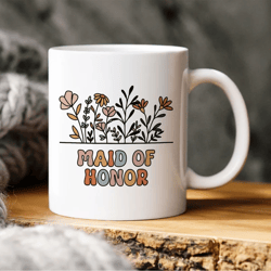 maid of honor bridesmaid gift, bridesmaid proposal gift, bridesmaid mug, bridal party, flower groovy retro bachelorette