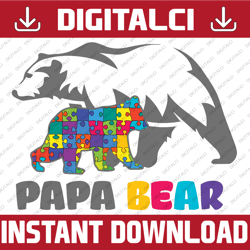 Papa bear SVG - Instant download - Printable cut file - Commercial use - Autism father svg - Autism dad SVG - Autism awa