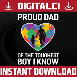 proud dad of the toughest boy i know svg, puzzle piece svg, autism support svg, 2nd april svg, autism awareness svg, pro