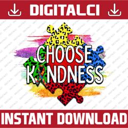 choose kindness leopard puzzle sublimation, choose kindness png, autism sublimation