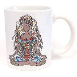 apular yoga girl lotus pose ceramic coffee tea mug