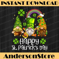 happy st patrick's day three gnomes png, lucky shamrock png, digital file, png high quality, sublimation