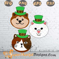 St Patrick Is day cute Kitty Cat With Hat SVg PNg DXf EPs