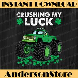 crushing my luck monster truck png, st patricks day png, shamrock png, digital file, png high quality, sublimation