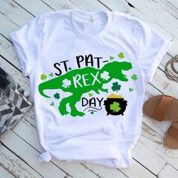 St. Patrick's Rex Shirt, St. Pat-Rex Day Shirt, Lucky Dinosaur Shirt, Lucky T-Rex Shirt, Dinosaur Shirt - T49