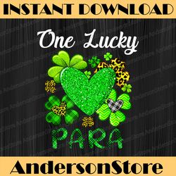 one lucky para png, st patricks day png, lucky shamrock png, heart shamrock png, digital file, png high quality
