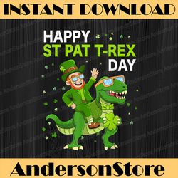 happy st pat trex day dino png, st patricks day png, lucky shamrock png, digital file, png high quality, sublimation