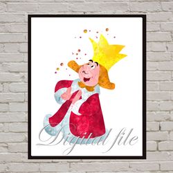 King of Hearts Alice In Wonderland Disney Art Print Digital Files decor nursery room watercolor