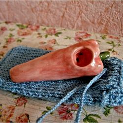 Ceramic pipe pepper with knitted bag. Smoking Pipe Tobacco