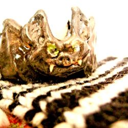 Ceramic pipe Bat with knitted bag. Gothic Smoking Pipe Tobacco