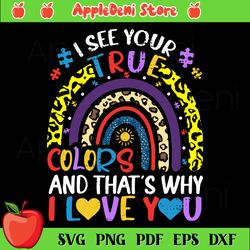 autism awareness rainbow i see your true colors puzzle piece svg, puzzle piece svg