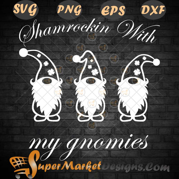 Gnomies Shamrockin Funny Kids St Patrick is Day SVG PNG dxf eps.jpg