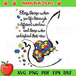 bless those who see life through a different window elephant autism svg